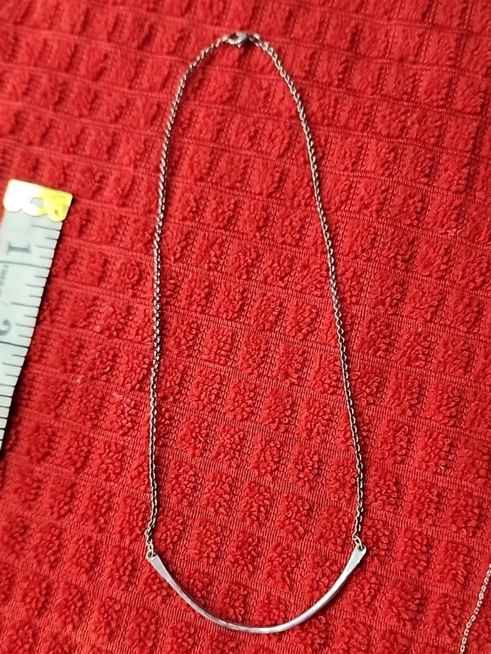 STERLING SILVER CURVED Bar Necklace.